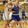 Emily Evans goes toe to toe with a Canton defender.